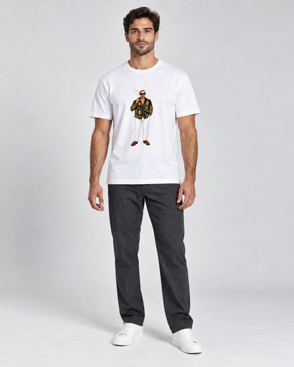 CIGAR MAN TEE BK WHITE